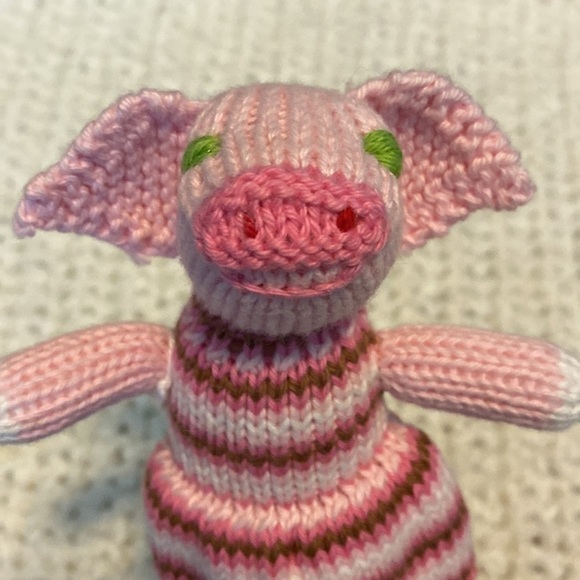 Blabla Kids Baby Toddler Handmade Fair Trade Pig Piggy Baby Rattle Toy NEW - Picture 3 of 4